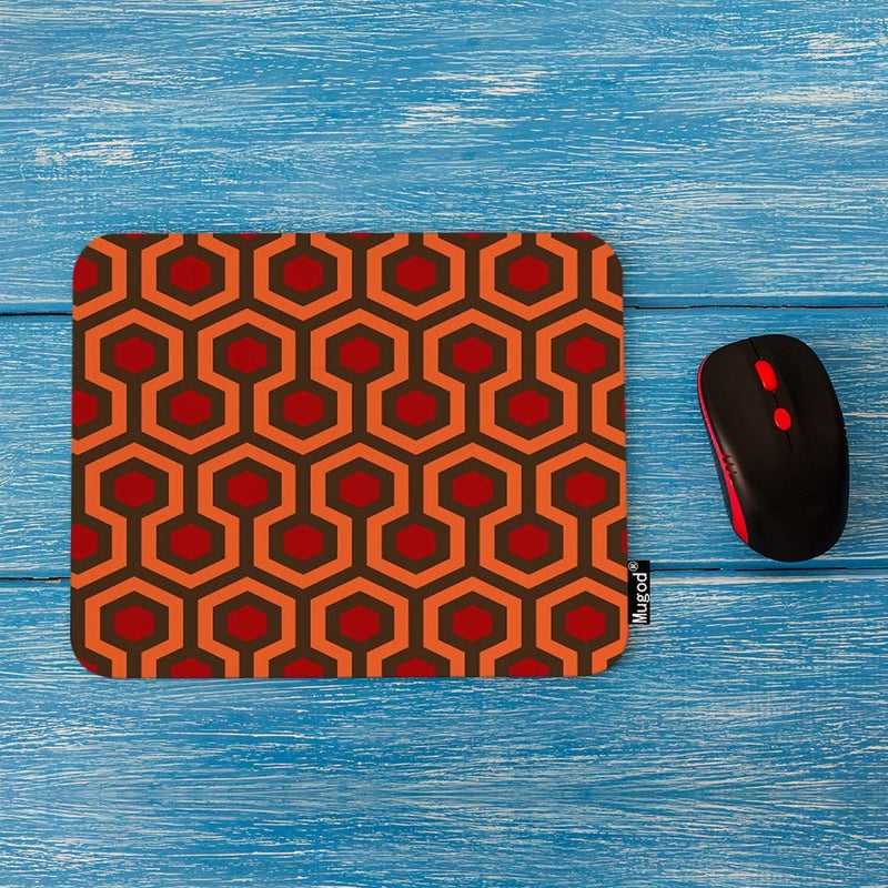 Mugod Hexagon Pattern Mouse Pad Geometric Trellis Polygon Red Orange Dark Brown Mouse Mat Non-Slip Rubber Base Mousepad for Computer Laptop PC Gaming Working Office & Home 9.5x7.9 Inch - Image 2
